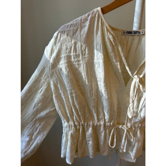Ciao Lucia Ivory Embroidered Blouse, Size Small - Picture 3 of 5